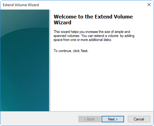 Now, you are on “Extend Volume Wizard” interface. Click “Next” to continue