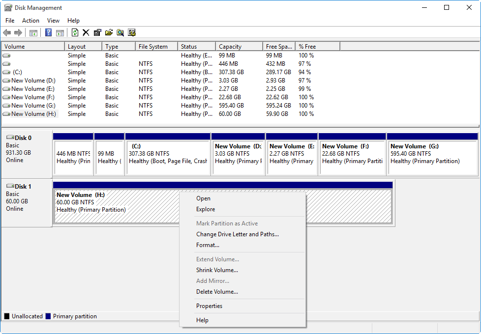 Right-click the to-be-shrunk partition on the external hard drive, choose “Shrink Volume”